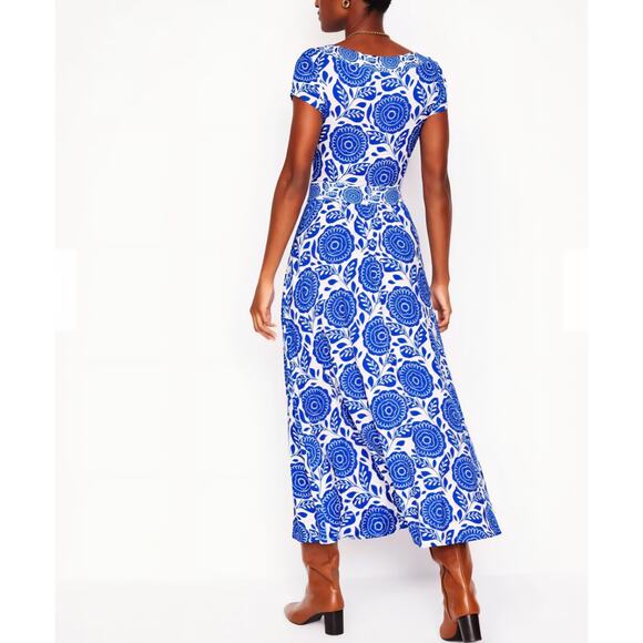 *NWT Boden Melanie Jersey Midi Maxi Dress Bue Dahllia 16/18R Floral Plus Size - Picture 2 of 10